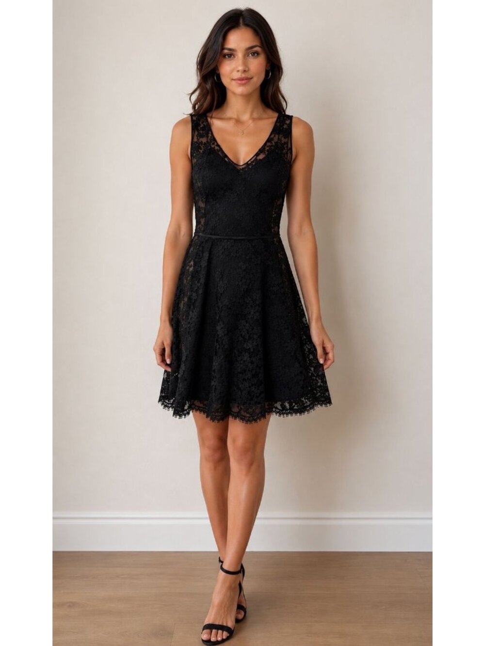 NWT $1490 Ralph Lauren Sleeveless Sheer Floral V Neck Lace Mini Dress Size 10
